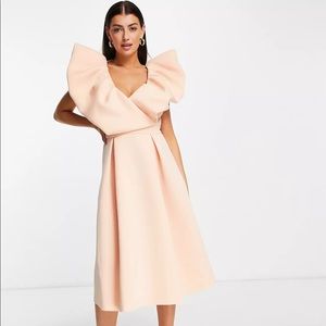 ASOS DESIGN exaggerated bubble sleeve prom midi dress